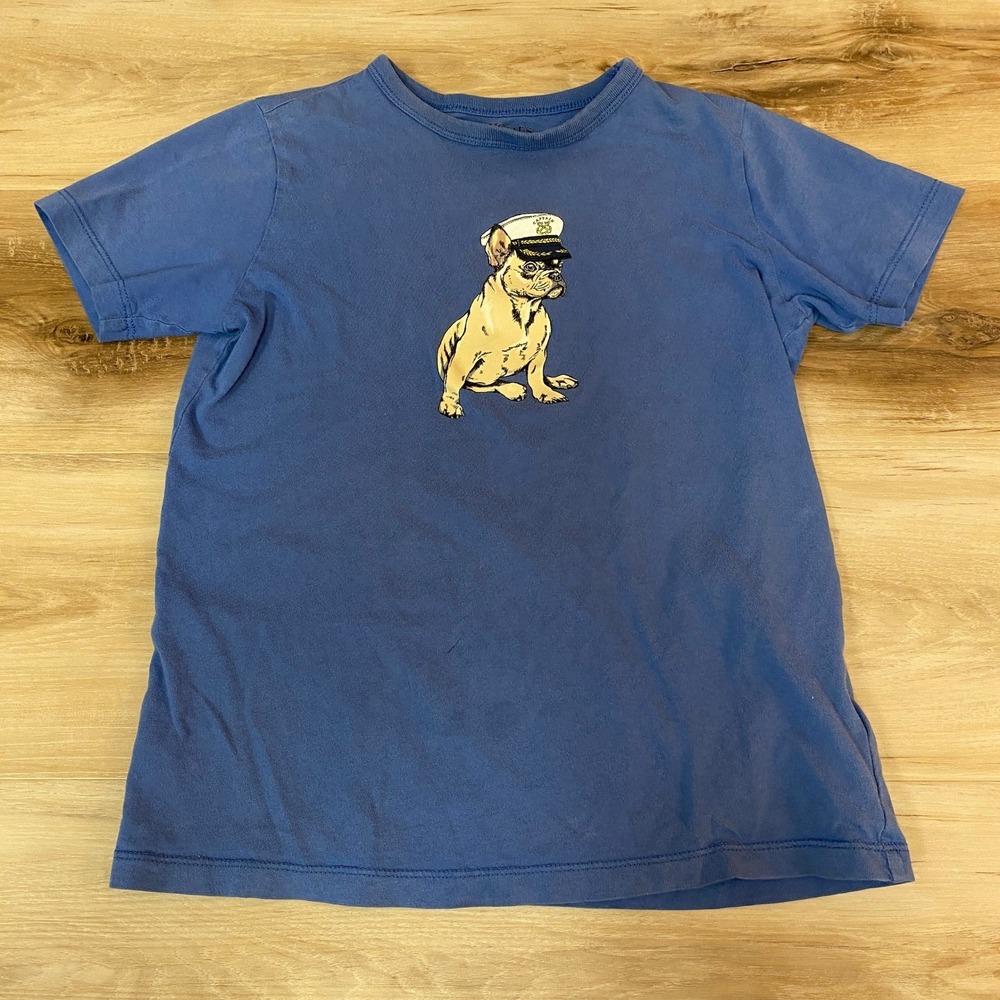 Crewcuts Kids Blue French Bulldog Sailor Graphic T-Shirt Size M 8-9